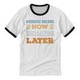 Birdhouse Building Now Minimal Socializing Introvert Unisex Cotton Ringer T-Shirt