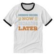 Birdhouse Building Now Minimal Socializing Introvert Unisex Cotton Ringer T-Shirt