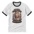 Book Lover Hedgehog Reading Books Introvert Bookworm Unisex Cotton Ringer T-Shirt