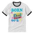 Born In The 80's But 90's Made Me Nostalgia Cassette Tape Premium Tri-Blend Unisex Cotton Ringer T-Shirt