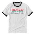 Bosco Little Puppets Help Irish Nostalgia Retro 80s Premium Tri-Blend Unisex Cotton Ringer T-Shirt