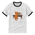 Cat Ignoring You Expert Level Orange Tabby Introvert Unisex Cotton Ringer T-Shirt