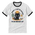 Cat Shirt Introvert Sorry I Can’t Go I’m An Indoor Cat Unisex Cotton Ringer T-Shirt