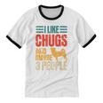 Chug Dog Retro Vintage Pughuahua Owner Fur Parent Introvert Unisex Cotton Ringer T-Shirt