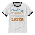 Cooking Now Minimal Socializing Introvert Vintage Unisex Cotton Ringer T-Shirt