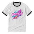 Cowabunga Retro 80s 90s Nostalgia Slang Neon Grunge Art Unisex Cotton Ringer T-Shirt