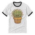 Cute Golden Barrel Cactus Introvert Distressed Unisex Cotton Ringer T-Shirt Cute Golden Barrel Cactus Introvert Distressed Unisex Cotton Ringer T-Shirt