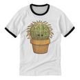 Cute Golden Barrel Cactus Introvert Distressed Unisex Cotton Ringer T-Shirt