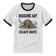 Digging My Escape Route Armadillo Introvert Humor Unisex Cotton Ringer T-Shirt