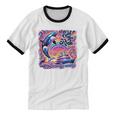 EAT THE RICH 90S NOSTALGIA WHALE ORCA YAHCT RETRO Unisex Cotton Ringer T-Shirt