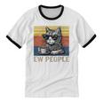 Ew People Introvert Cat Lover Crazy Vintage Cat Lady Unisex Cotton Ringer T-Shirt