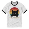 Ew People Introvert Cat Lover Cat Lady Vintage Unisex Cotton Ringer T-Shirt