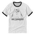 Ew People Introvert Sayings Sarcastic Cat Quote Unisex Cotton Ringer T-Shirt