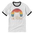 Ew People Retro Vintage Anti Social Cat Introvert Unisex Cotton Ringer T-Shirt