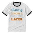 Fishing Now Minimal Socializing Introvert Vintage Unisex Cotton Ringer T-Shirt