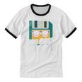 Floppy Disk Retro Tech Nostalgia Old School Computing Humor Unisex Cotton Ringer T-Shirt