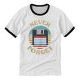 Never Forget Retro Diskette Nostalgia Vintage Unisex Cotton Ringer T-Shirt