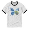 Frutiger Aero Aesthetic Butterfly Computer Fishes Scenery Unisex Cotton Ringer T-Shirt