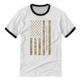 Frutiger Aero Aesthetic Retro Tech Desert Camo Distressed Unisex Cotton Ringer T-Shirt