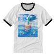 Frutiger Aero Aesthetic Tech Bubble Tea Boba Milktea Fishes Unisex Cotton Ringer T-Shirt