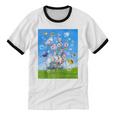 Frutiger Aero Aesthetic Tech Cherry Blossom Fishes Bubbles Raglan Baseball Tee Unisex Cotton Ringer T-Shirt