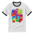 Frutiger Aero Aesthetic Tech Orb Pattern Heart Cherry Lips Unisex Cotton Ringer T-Shirt