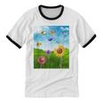Frutiger Aero Aesthetic Tech Scenery Fishes Sunflower Unisex Cotton Ringer T-Shirt Frutiger Aero Aesthetic Tech Scenery Fishes Sunflower Unisex Cotton Ringer T-Shirt