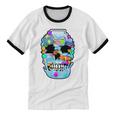 Frutiger Aero Aesthetic Tech Skull Computer Fishes Unisex Cotton Ringer T-Shirt