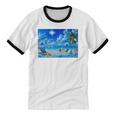Frutiger Aero Beach Y2k Aesthetic Palm Tree Sand Ocean Premium Unisex Cotton Ringer T-Shirt