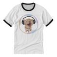 Frutiger Aero Cat Wearing Headphones Bubble 2000s Gen-Z Meme Unisex Cotton Ringer T-Shirt Frutiger Aero Cat Wearing Headphones Bubble 2000s Gen-Z Meme Unisex Cotton Ringer T-Shirt