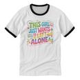 This Girl Just Wants To Be Left Alone Retro Nostalgia Unisex Cotton Ringer T-Shirt