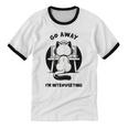 Go Away I'm Introverting Cat With Coffee Unisex Cotton Ringer T-Shirt Go Away I'm Introverting Cat With Coffee Unisex Cotton Ringer T-Shirt