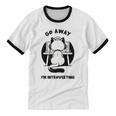 Go Away I'm Introverting Cat With Coffee Unisex Cotton Ringer T-Shirt