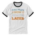 Guitar Playing Now Minimal Socializing Introvert Vintage Unisex Cotton Ringer T-Shirt