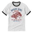 Hotrod Rebel Automotive Nostalgia Old Car Distressed Premium Tri-Blend Unisex Cotton Ringer T-Shirt