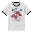 Hotrod Rebel Automotive Nostalgia Old Car Distressed Unisex Cotton Ringer T-Shirt