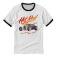 Hotrod Vintage Style Car Nostalgia Hotrod Distressed Premium Tri-Blend Unisex Cotton Ringer T-Shirt