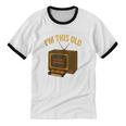 I'm This Old Please Rewind 80s 90s Nostalgia VHS VCR Unisex Cotton Ringer T-Shirt