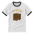 I'm This Old Please Rewind 80s 90s Nostalgia VHS VCR Unisex Cotton Ringer T-Shirt I'm This Old Please Rewind 80s 90s Nostalgia VHS VCR Unisex Cotton Ringer T-Shirt