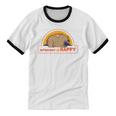 Introvert Me Happy Retro Sunset Capybara Tee Unisex Cotton Ringer T-Shirt