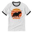 Introvert Retro Sunset Capybara Tee Unisex Cotton Ringer T-Shirt