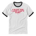Introvert Valentines Day I Want You I Just Can't Flirt Unisex Cotton Ringer T-Shirt