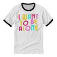 Introvert I Want To Be Alone Retro Wavy Unisex Cotton Ringer T-Shirt