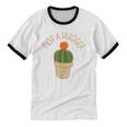 Kawaii Grumpy Cactus Not a Hugger Plant Introvert Unisex Cotton Ringer T-Shirt