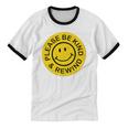 Be Kind Rewind Shirt Retro Nostalgia Sticker 80s 90s Tee Premium Tri-Blend Unisex Cotton Ringer T-Shirt