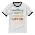 Knitting Now Minimal Socializing Introvert Vintage Unisex Cotton Ringer T-Shirt