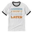 Leatherworking Now Minimal Socializing Introvert Vintage Unisex Cotton Ringer T-Shirt