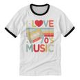 I Love 70's Music Retro Style Nostalgia Cassette 1970s Party Unisex Cotton Ringer T-Shirt