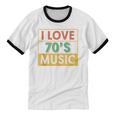 I Love 70's Music Retro Style Nostalgia Vibe 1970 70's Party Unisex Cotton Ringer T-Shirt