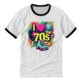 I Love The 70s Retro Cassette Roller Vinyl Nostalgia Vibes Unisex Cotton Ringer T-Shirt